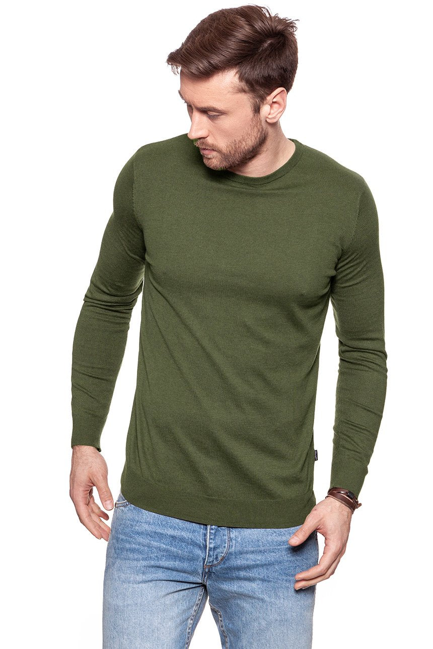 MĘSKI SWETER WRANGLER CREW NECK KNIT IVY GREEN W8538Q8IX