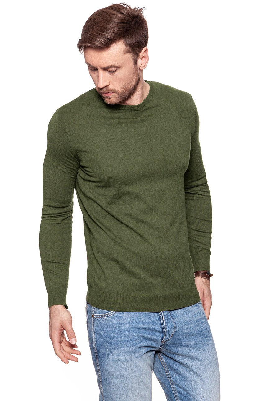 MĘSKI SWETER WRANGLER CREW NECK KNIT IVY GREEN W8538Q8IX