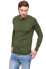 MĘSKI SWETER WRANGLER CREW NECK KNIT IVY GREEN W8538Q8IX