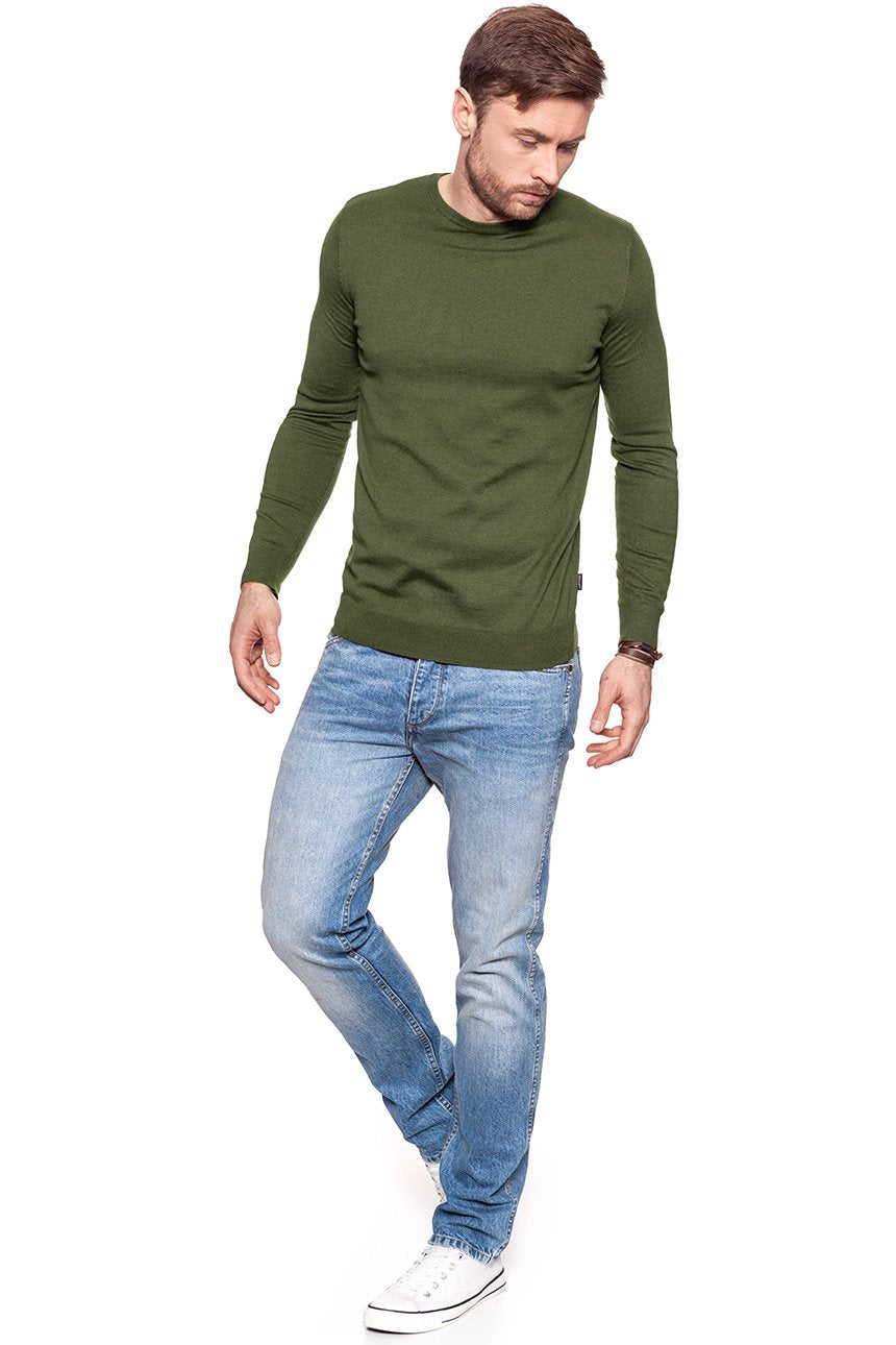 MĘSKI SWETER WRANGLER CREW NECK KNIT IVY GREEN W8538Q8IX