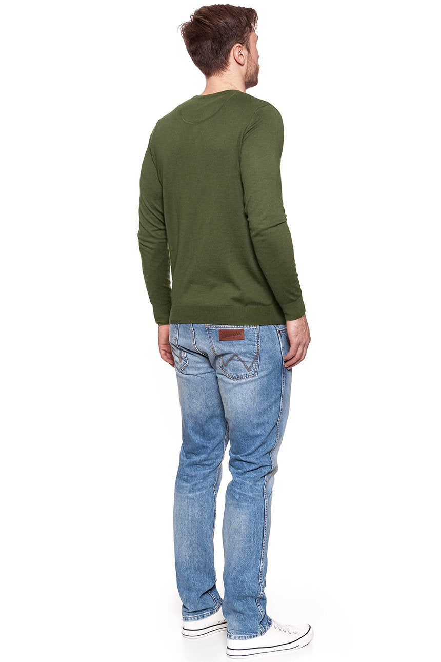 MĘSKI SWETER WRANGLER CREW NECK KNIT IVY GREEN W8538Q8IX