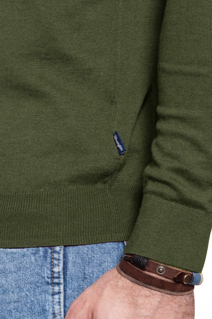 MĘSKI SWETER WRANGLER CREW NECK KNIT IVY GREEN W8538Q8IX