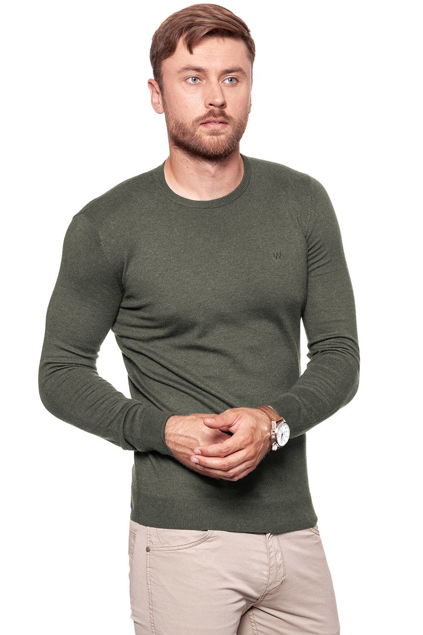 MĘSKI SWETER WRANGLER CREW KNIT DUSTY OLIVE W85672P45