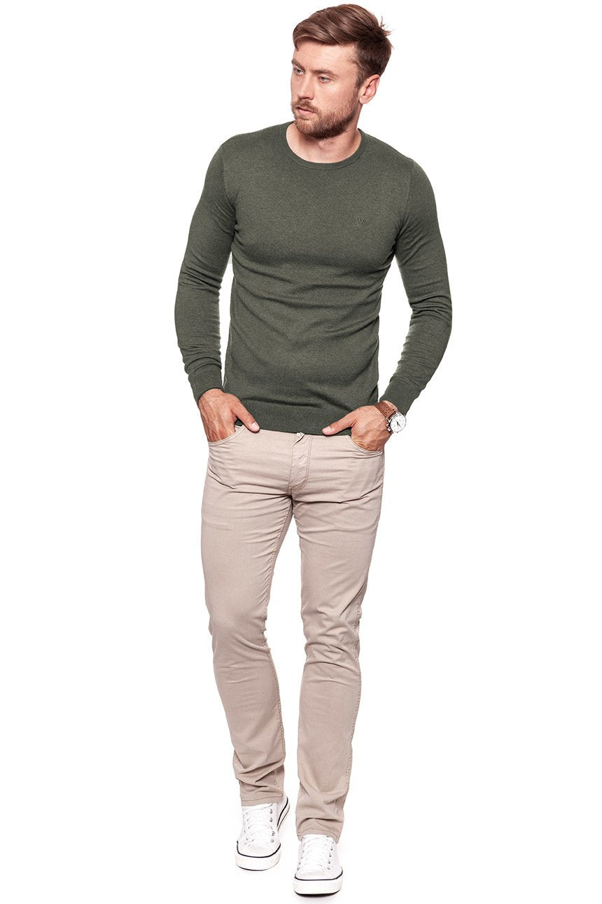 MĘSKI SWETER WRANGLER CREW KNIT DUSTY OLIVE W85672P45