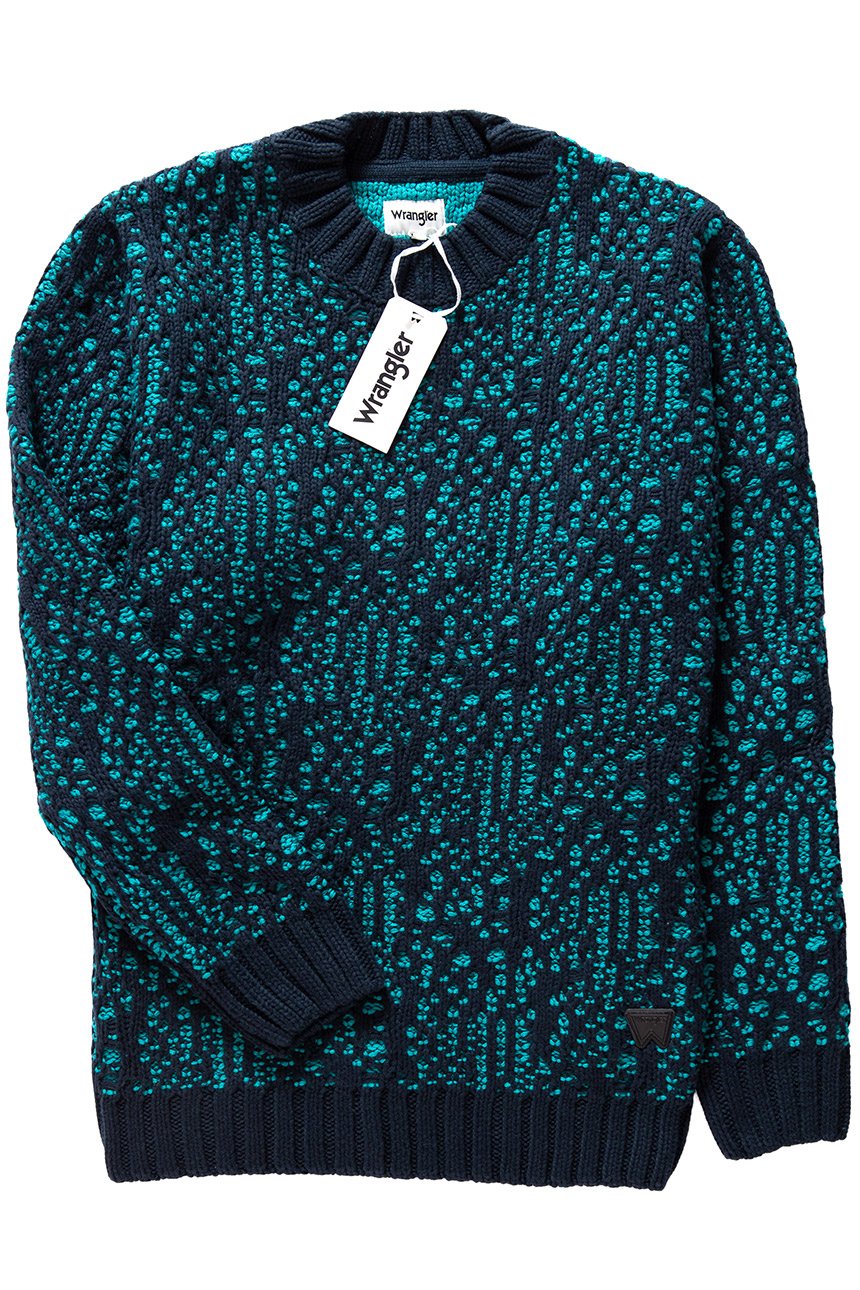 MĘSKI SWETER WRANGLER JACQUARD KNIT DARK NAVY W8641QHAE