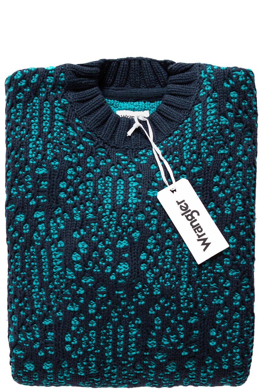 MĘSKI SWETER WRANGLER JACQUARD KNIT DARK NAVY W8641QHAE