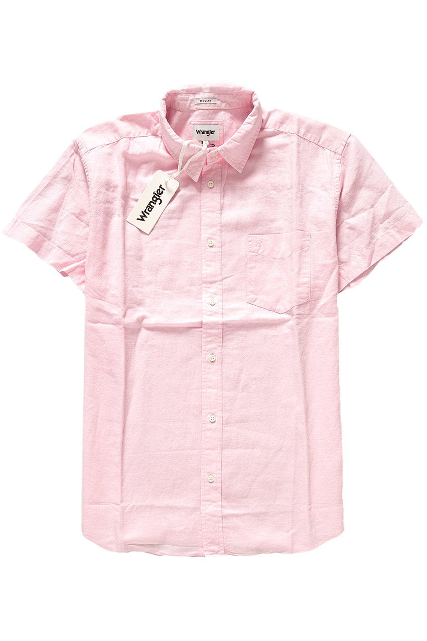 KOSZULA MĘSKA KRÓTKI RĘKAW WRANGLER SS 1 PKT SHIRT PEPPA PINK W5860LOU6