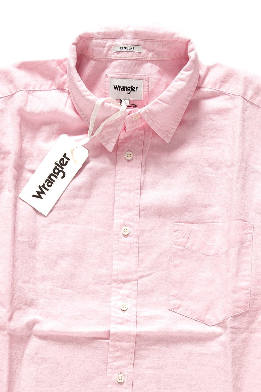 KOSZULA MĘSKA KRÓTKI RĘKAW WRANGLER SS 1 PKT SHIRT PEPPA PINK W5860LOU6