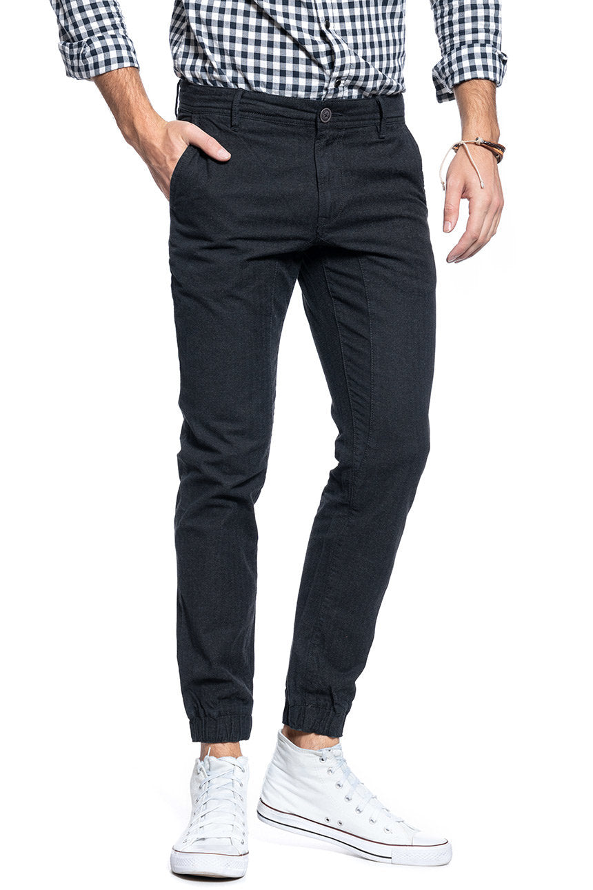 TOM TAILOR SPODNIE MĘSKIE HERRINGBONE JOGG CHINO DUSTY BLACK 6403544.00.12 COL. 2627