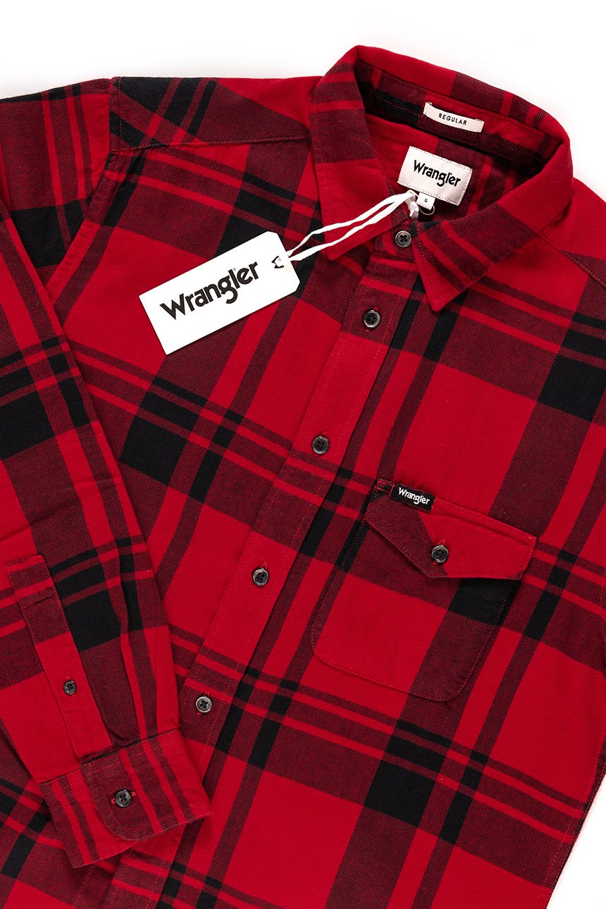 KOSZULA WRANGLER LS 1PKT FLAP SHIRT  SALSA RED W5932T2WN